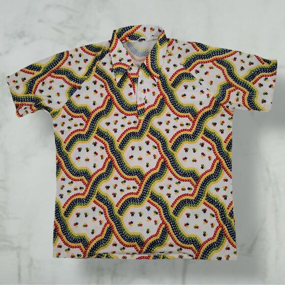 Vintage 70s Lily Dache Disco Shirt Size XL Rainbow Sequin Print Pullover